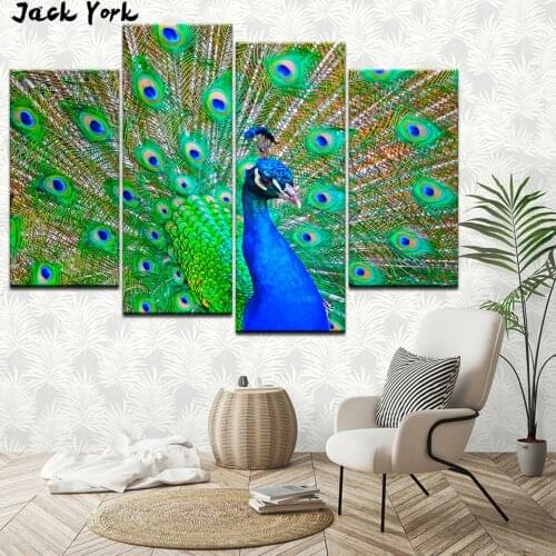 Canvas Painting flamingo peacock tablet 4 Pieces Wall Art Painting Modular Wallpapers Poster Print Home Decor free shipping