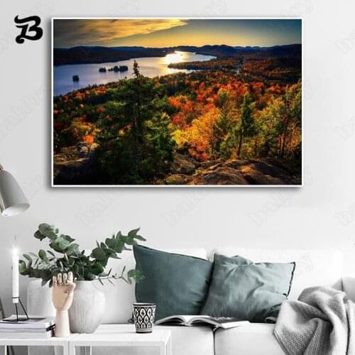 Canvas Painting Wall Art Landscape Autumn Forest Snow Mountain Natural Scenery Canvas Posters Prints for Living Room Home Decor