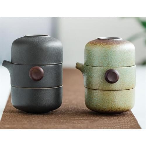 Ceramic Teapot And Cup Japanese Gaiwan Portable Travel Tea Set Teacups handmade