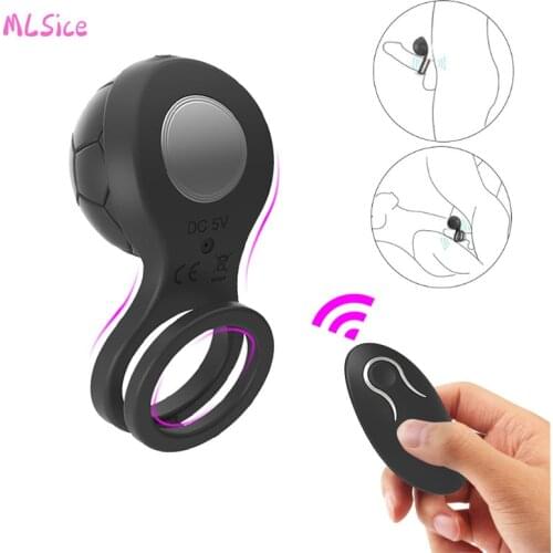 Penis Ring Vibrator Dual Sex Rings Silicone Sex Toys for Couples Men Remote Control 12 Modes Cock Scrotum Chastity Clit G spot