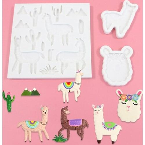 3Pcs Alpaca Cactus Fondant Molds Llama Dessert Cookie Chocolate Decor Mould Kit