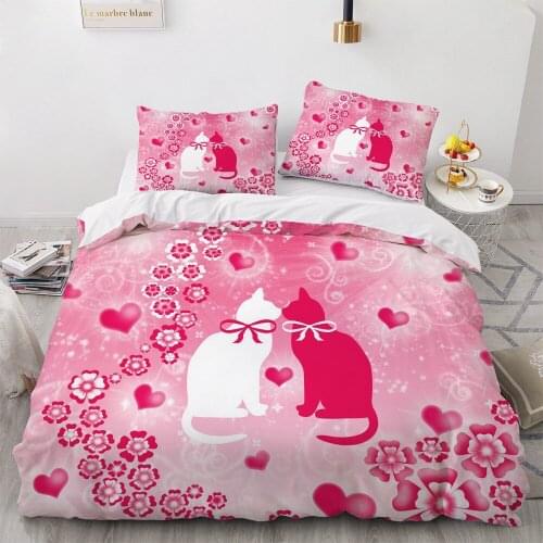 3D Cartoon Comforter Bedding Set Quilt Duvet Cover Set White Love Design Custom Bedclothes King Queen Double Single Size