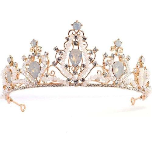 Beauty Fashion Crystal Bead Rhinestone Bridal Crown and Tiaras Luxury Wedding Bride Coronal Headpiece Accessory for Women BH