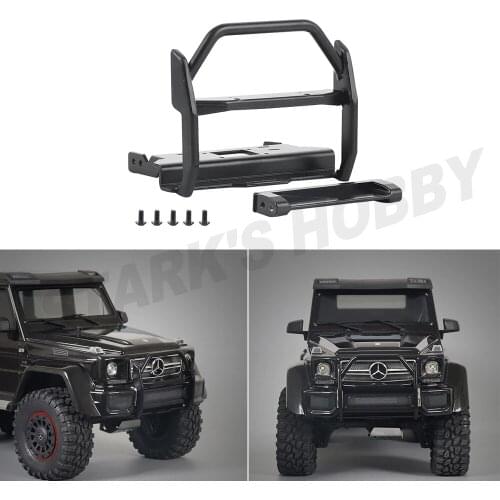 Metal Front Winch Bumper with Grill Guard Black for 1/10 RC Crawler Traxxas TRX6 G63 TRX4 G500 Upgrade Parts