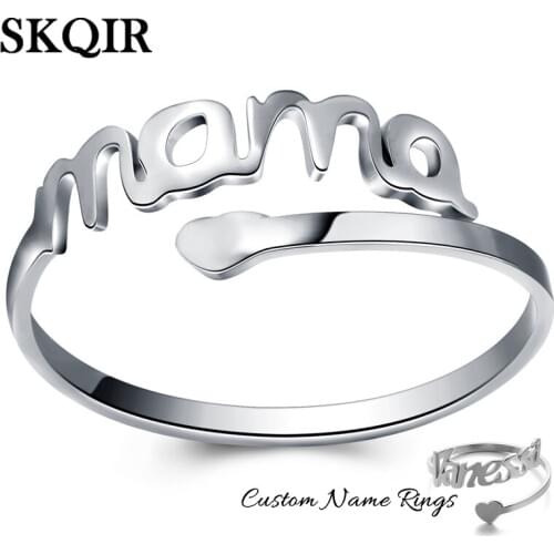 Fashion Mama Rings Personalized Custom Name Stainless Steel Adjustable Silver Color Finger Charm Jewelry Women Nameplate Gift