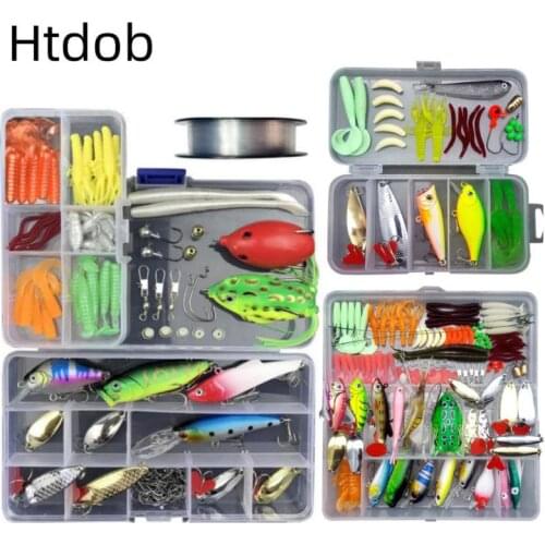 164Pcs Multi Fishing Lure Set Wobblers Colors Soft Lure Kit Artificial Hard Bait Minnow Metal Jig Spoon Crankbait Fishing Tackle