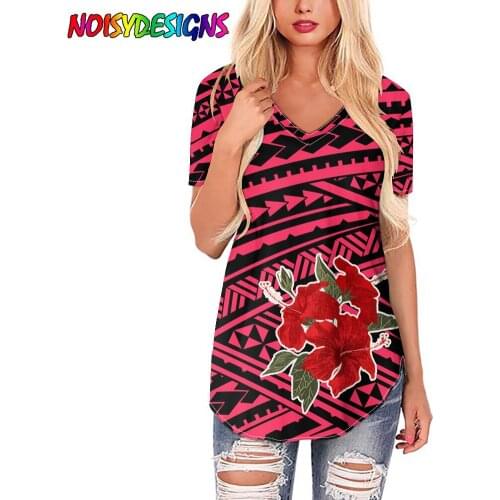 NOISYDESIGNS Summer T Shirt Women Clothes Tribal Hawaiian Hibiscus Print Tshirt Tops Womens Streetwear Tee Shirt Femme