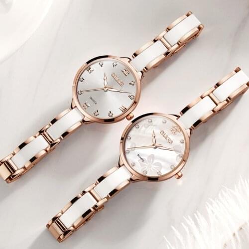 2021 NEW OLEVS Womens Watches Simple Small Watch Ceramics Strap Casual Sport Clock Dress Wristwatches Women Relogio mujer