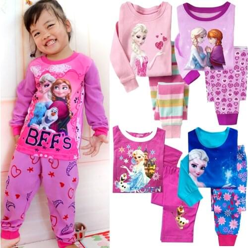 New Frozen 2 Girls Pajamas Kids Princess Anna Elsa Sleepwear Children Cartoon Clothing Set Baby Long Sleeve Pijamas Home Costume
