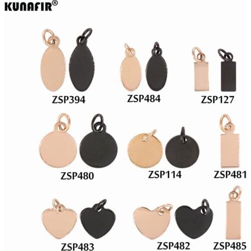 Good polishing with jump ring rose gold black color with Laser engraving logo tail chain label jewelry accessories