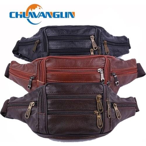 Chuwanglin Outdoor Genuine Leather Waist bag Sports Chest Bag Waterproof Casual Running Hip Bag Pouch Anti-theft Packs 4021050