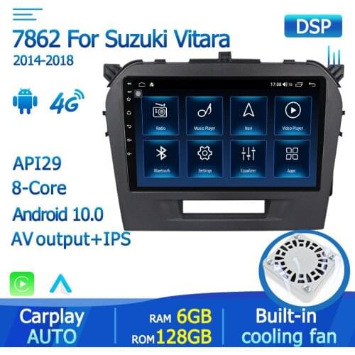 Octa Core Android 10.0 Car DVD GPS Navigation Player Deckless Car Stereo for Suzuki Vitara 2015-2019 Radio Multimedia Player DSP