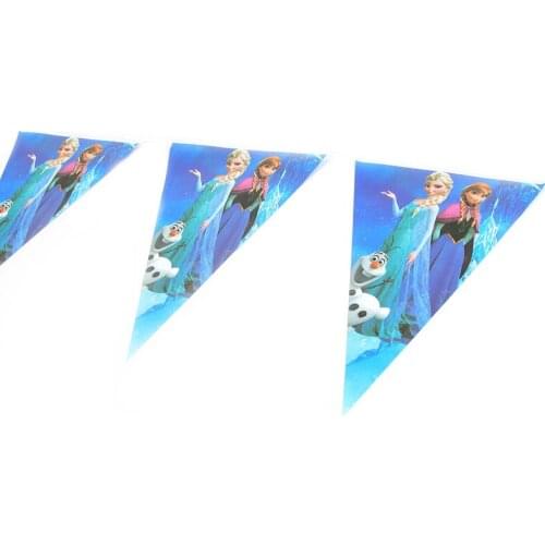 Frozen Party Flag 1set Banner Including 10pcs Pennants Kids Favor Birthday Party Decoration Supplies for Kids