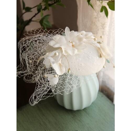 Vintage Fascinator Hat Hair Jewelry Women Flower Face Veil Headdress Wedding Bride Derby Horse Race Ladies Headwear Hair Clip