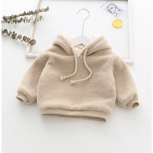 Girl Coats Thicken Plus Velvet Lambswool Jackets for Girls Boys Clothing Warm Hooded Pullover Kids Outerwear 2019 Autumn Winter