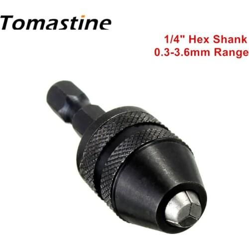 0.3-3.6mm Keyless Drill Chuck Electric Drill Bits Adapter Motor Shaft Mini Chuck 1/4" Hex Shank Quick Change Adapter Converter
