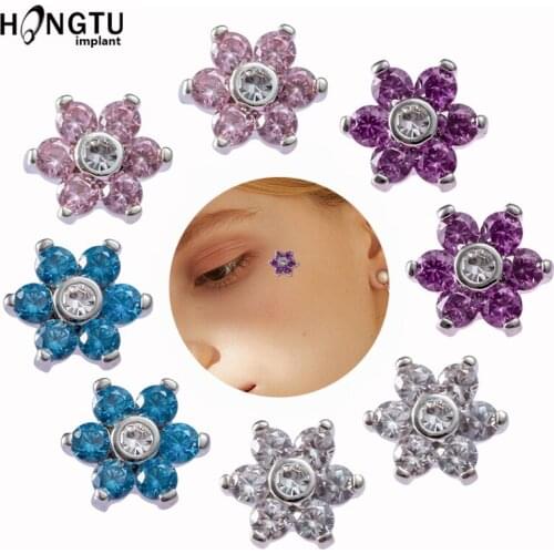 1PCS Stainless Steel Dermal Anchor Zircon Top Skin Implants Dermal Jewelry Sexy Surface Piercing Accessory 1.2MM/16G Screw
