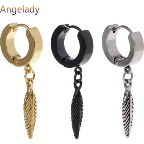 1pc New Arrival Punk Earrings Fashion Feather Pendant Personality Titanium Steel Buckle Women Men Jewelry Decoration Charms JUL3