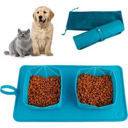 1Pc Portable Pet Bowl Environmental Protection Foldable Dual-Bowl Pet Water Bowl Pet Feeding Supplies For Cat Dog Small Pet