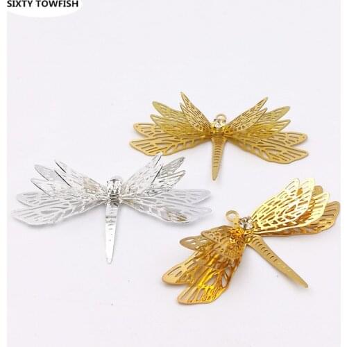 10 pieces/lot 44*25*8MM Copper 3Colors U choose Flowers Slice Butterfly Charms Components Jewelry DIY Accessory Findings