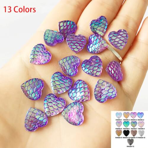 100pcs/lot 13 Colors Glitter Cabochon 12mm Mermaid Fish Scales Resin Accessories for Making DIY Earrings Match Metal Bottom