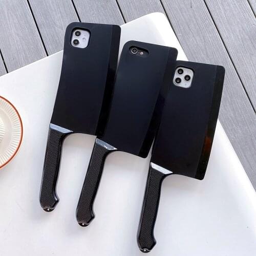 3D Cartoon Kitchen knife Phone Case For iPhone 11 Case SE 12Pro Max Xs Max 7 8 Plus Funny Kitchen Knife Shape Pattern Soft Cover