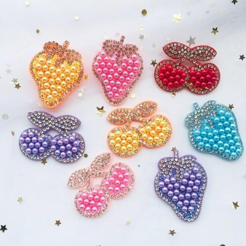 6pcs 3D Beaded Sequin Fruit Cute Rhinestone Applique for DIY Clothes Hat Decor Patches Headwear Hair Clips Bow Accessories