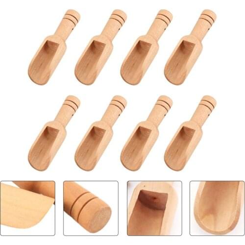 8Pcs Mini Wooden Spoons Durable Powder Scoops Household Small Spoons (Khaki)