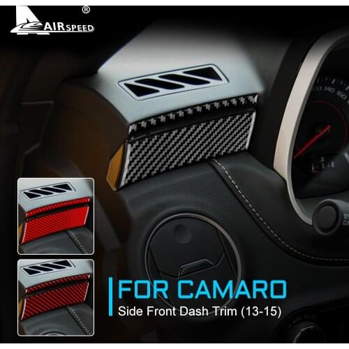 AIRSPEED Real Carbon Fiber for Chevrolet Camaro 2013 2014 2015 Accessories Interior Trim Car Side Front Dash Trim Cover Sticker