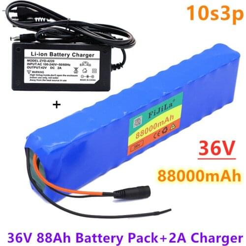 10S3P 36V 88Ah Battery ebike battery pack 18650 Li-Ion Battery 500W High Power and Capacity 42V Motorcycle Scooter with charger