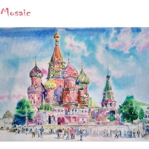 Diamond painting cross stitch kits mosaic diamond pattern Cityscape Russia Moscow city cathedral diamond Embroidery crafts