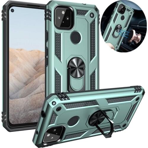 For Google Pixel 5 5A Case Shockproof Armor Stand Holder Magnetic Car Ring Phone Case for Pixel 4A 5G Silicone Bumper Back Cover