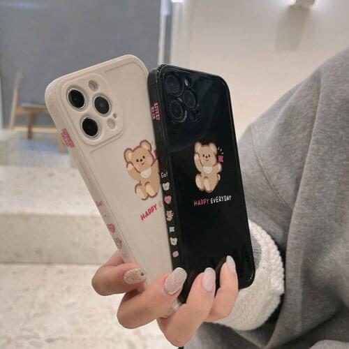 The new side bear iPhone silicone case all-inclusive phone covers for girls and boys couple cell phone accessories
