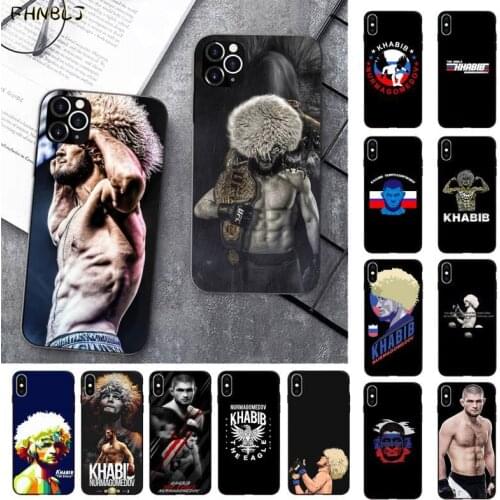 FHNBLJ khabib nurmagomedov Cover Black Soft Shell Phone Case for iPhone 11 pro XS MAX 8 7 6 6S Plus X 5 5S SE 2020 XR case