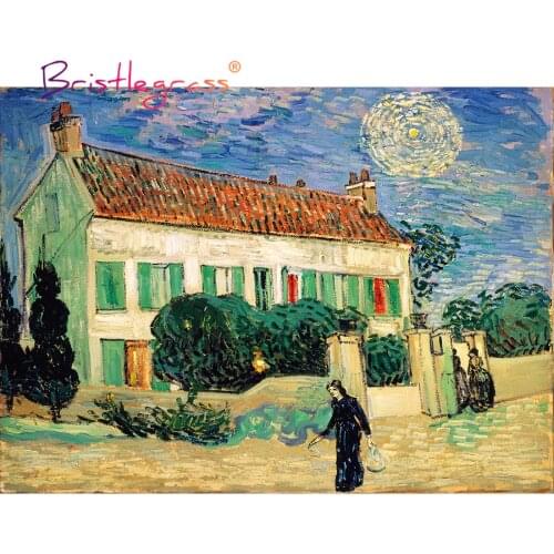 BRISTLEGRASS Wooden Jigsaw Puzzles 500 Pieces White House at Night Vincent van Gogh Educational Toy Collectibles Paintings Decor