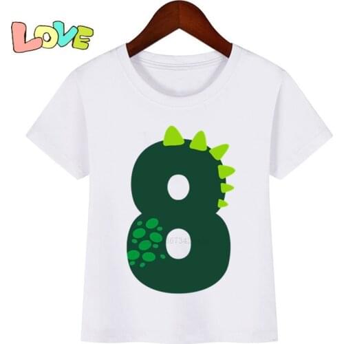 Baby Kids Dinosaur Birthday Print T Shirt Children Birthday Dino Number T-shirts Boy&Girl Funny Gift Tshirt Present