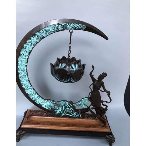 Ancient bronze fairy incense burner decoration lucky town house lotus hanging stove decoration