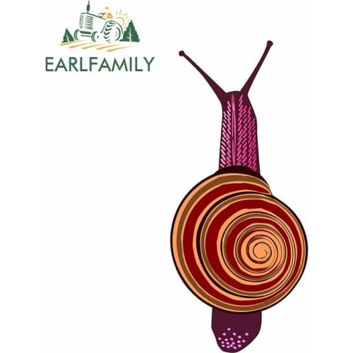 EARLFAMILY 13cm x 6cm For Snail Cartoon Car Stickers Vinyl Material Decal Refrigerator Waterproof Custom Printing Decoration