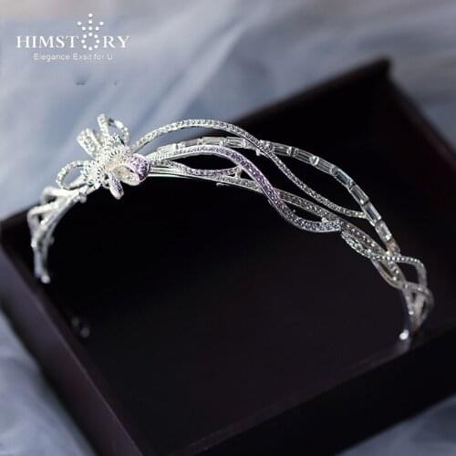 HIMSTORY New Style Wave Shape Bridal Headband Elegance Bowknot Hair Jewelry Tiara Princess Hair Accessories De Noiva