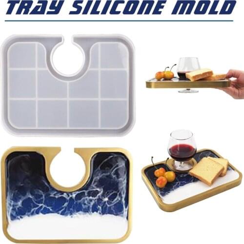 Crystal Epoxy Resin Tray Mould Wine Rack Mould Fruit Plate Tea Teacup Silicone Tray Mould Durable DIY Craft Making Tools