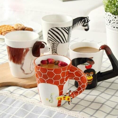Creative Cup 3D Stereo Hand-painted Ceramic Mug Cartoon Animal Shape Painted Milk Coffee Cup Office Home Child Cup