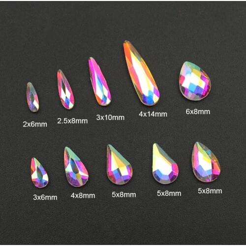 Crystal AB Nail Gems Rhinestone for Nail Art Glass Water Drop Jewelry Diamond Nail Stone Decoration Manicure