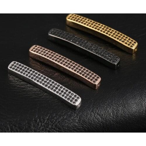 Hot Long Strip Charm Beads 4color Micro Pave CZ Cubic Zirconia Bead for Jewelry Bracelet DIY Hand Making