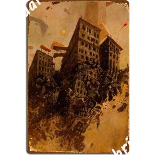 Untitled Floating City Metal Sign Plates Party Funny Wall Cave Tin Sign Poster