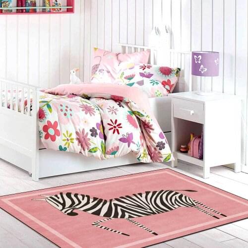Cartoon Animals Pattern Carpet Child Play Area Rugs Cute Pink Zebra 3D Printing Carpets Crawl Bedroom Rug Kids Game Mat Baby For