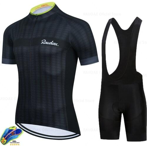 Men Clothing 2021 Team Raudax Cycling Clothing Bike Jersey Ropa Mens Bicycle Summer Cycling Jerseys 19D Gel Pad Bike Shorts