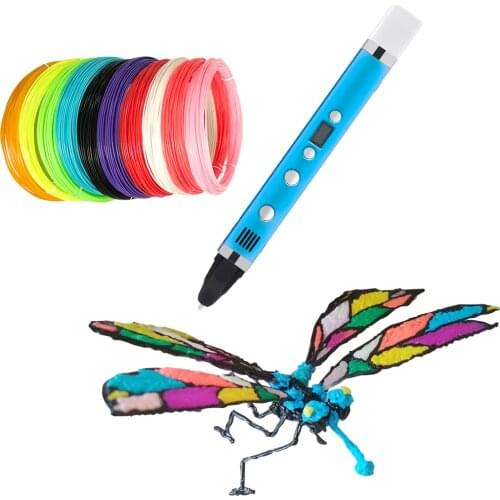 Myriwell 1.75mm ABS/PLA DIY 3D Pen LED Screen USB Charging 3D Printing Pen+50M Filament Creative Toy Gift For Kids Design