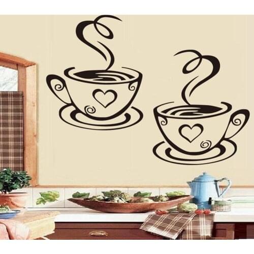 Coffee Wall Stickers for Kitchen Decorative Stickers Vinyl Wall Decals DIY Stickers Home Decor Dining Room Shop Bar