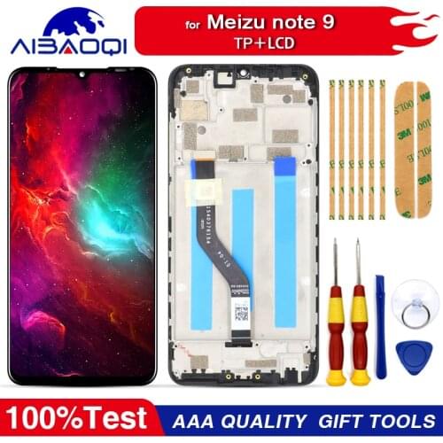AiBaoQi New Original 6.2" For Meizu note 9 LCD Display Touch Screen With Frame Digitizer Cellphone screen replacement