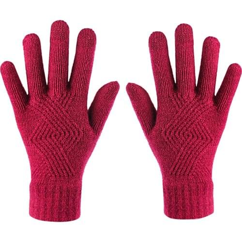 Hot New Unisex Wool Knitted Touchscreen Gloves Men and Women Autumn And Winter Keep Warm All Fingers Gloves Lovers Gift